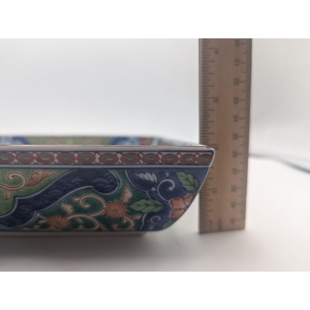 Japan Kozan Gama Porcelain Floral Square Bowl 10” - Picture 6 of 11